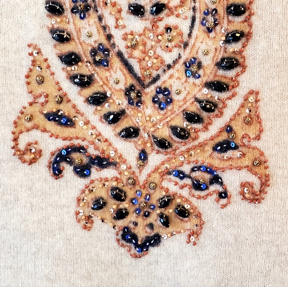 Calypso St. Barth Cashmere Beaded Short Sleeve Sweater - Picture 7 of 14